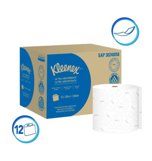 Papel Toalha Rolo Kleenex® 130m Folha Simples