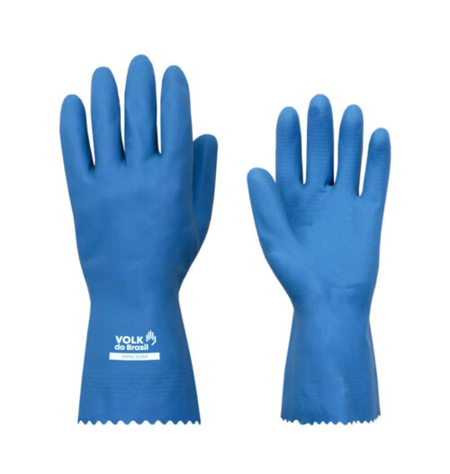 Luva Látex Verniz Silver Slim Azul Volk