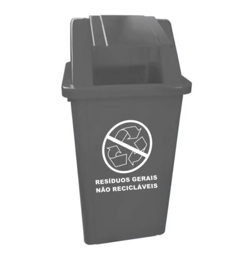 Coletor Tampa Basculante Cinza com Logo Bralimpia 60L