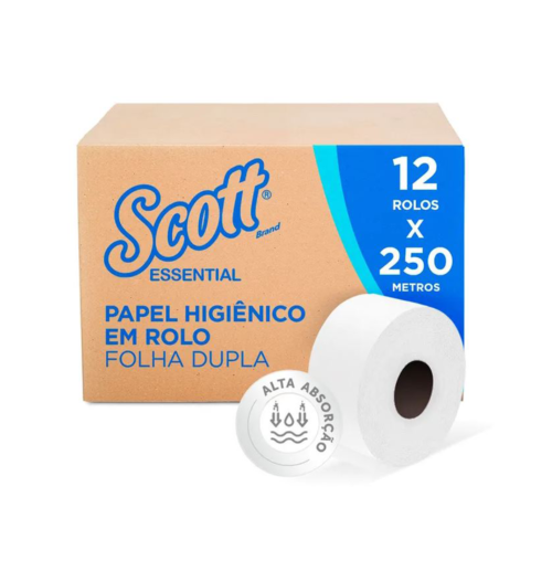 Papel Higiênico Rolo Scott® Essential 250m Folha Dupla