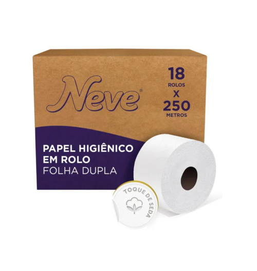 Papel Higiênico Rolo Neve® Folha Dupla 250m