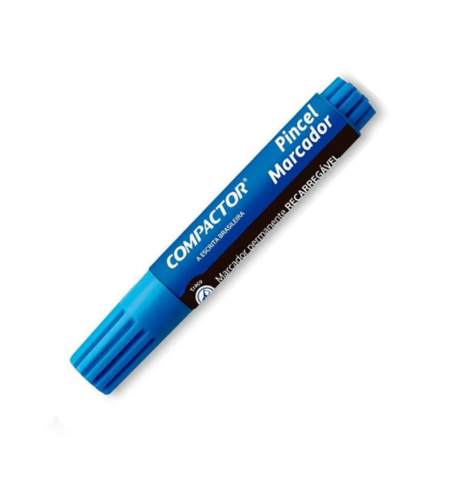 Marcador Permanente Recarregável Azul - Compactor