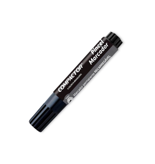 Pincel Marcador Permanente Preto - Compactor
