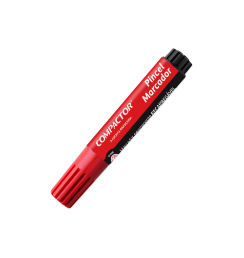 Pincel Marcador Permanente Recarregável Vermelho - Compactor