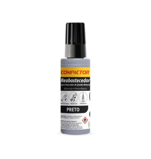 Reabastecedor para Marcador Quadro Branco 30ml Preto - Compactor