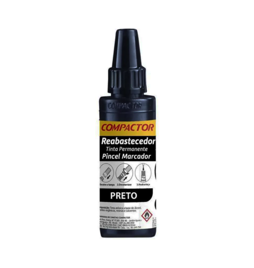Reabastecedor para Marcador Permanente 30ml Preto - Compactor