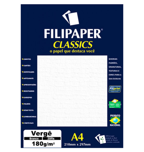 Filipaper Vergê 180g/m² (20 folhas; branco) A4