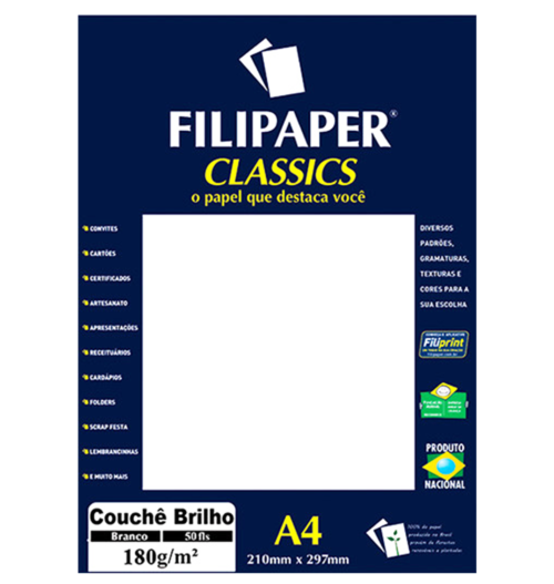 Filipaper Couchê 180g/m² (50 folhas; branco) A4