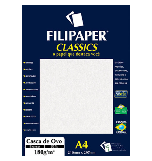 Filipaper Casca de Ovo 180g/m² (50 folhas; branco) A4