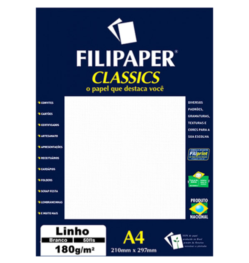 Filipaper Linho 180g/m² (50 folhas; branco) A4