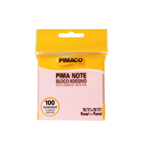 Bloco Adesivo Rosa Pastel 76mmx76mm 100 folhas - Pimaco