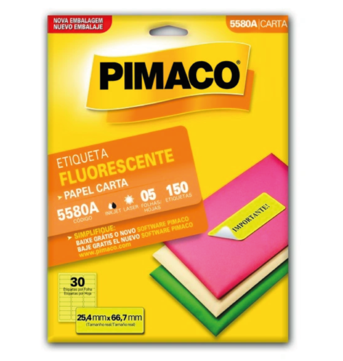 Etiqueta Fluorescente Amarela 5580A 25,4x66,7mm - Pimaco