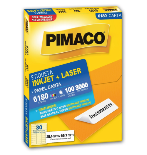 Etiqueta Inkjet Laser Carta 6180 25,4X66,7mm - Pimaco