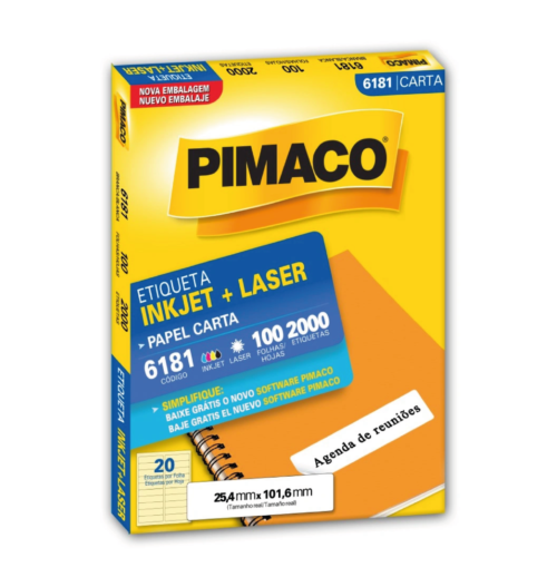 Etiqueta Inkjet Laser Carta 6181 25,4x101,6mm - Pimaco