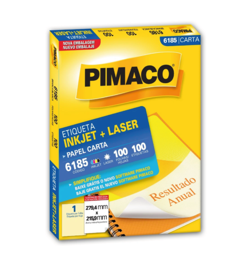 Etiqueta Inkjet Laser Carta 6185 279,4x215,9mm - Pimaco