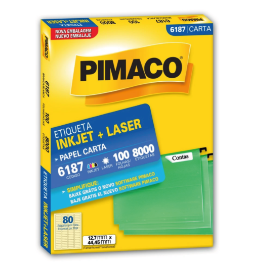 Etiqueta Inkjet Laser Carta 6187 12,7x44,45mm - Pimaco