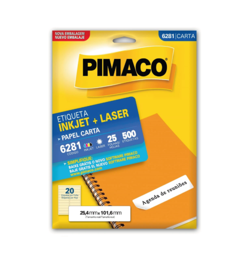 Etiqueta Inkjet Laser Carta 6281 25,4x101,6mm - Pimaco