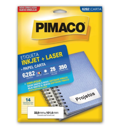 Etiqueta Inkjet Laser Carta 6282 33,9x101,6mm - Pimaco
