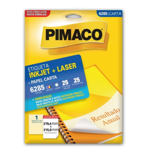 Etiqueta Inkjet Laser Carta 6285 279,4x215,9mm - Pimaco
