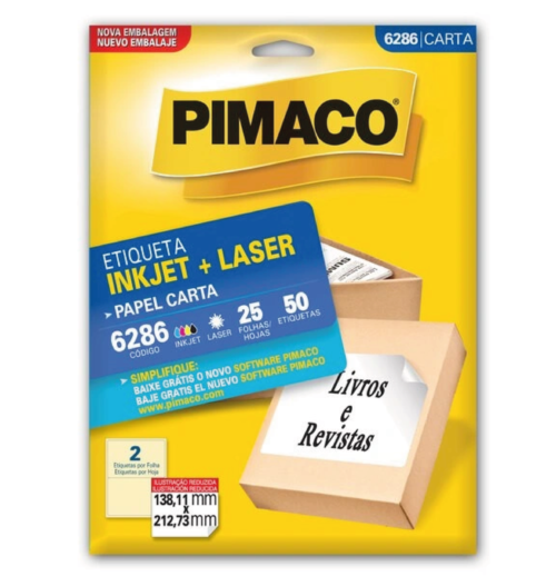 Etiqueta Inkjet Laser Carta 6286 138,11x212,73mm - Pimaco