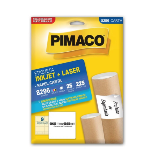 Etiqueta Inkjet Laser Carta 8296 69,85x69,85mm - Pimaco