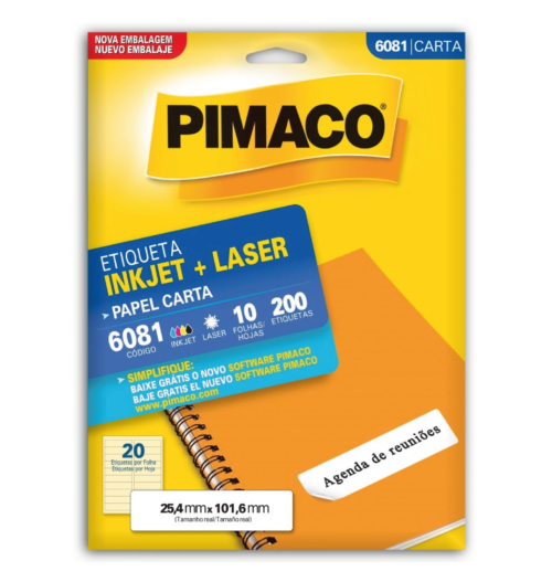 Etiqueta Inkjet Laser Carta 6081 25,4x101,6mm - Pimaco
