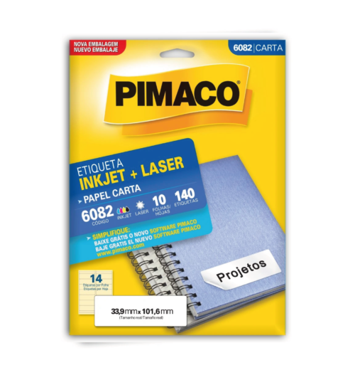 Etiqueta Inkjet Laser Carta 6082 33,9x101,6mm - Pimaco
