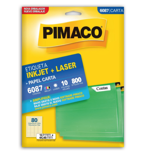 Etiqueta Inkjet Laser Carta 6087 12,7x44,45mm - Pimaco