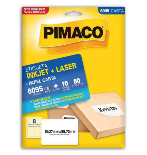 Etiqueta Inkjet Laser Carta 6095 59,27x85,73mm - Pimaco
