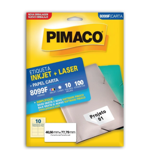 Etiqueta Inkjet Laser Carta 8099F 46,56x77,79mm - Pimaco