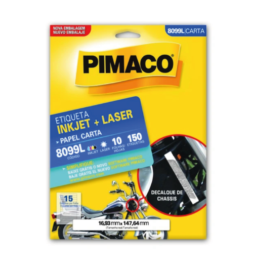 Etiqueta Inkjet Laser Carta 8099L 16,93x147,64mm - Pimaco