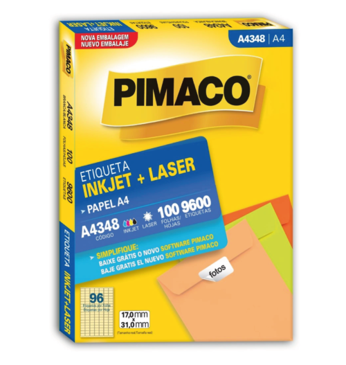 Etiqueta Inkjet Laser A4 A4348 17,0X31,0mm - Pimaco