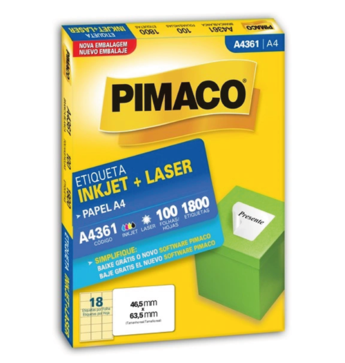 Etiqueta Inkjet Laser A4 A4361 46,5X63,5mm - Pimaco