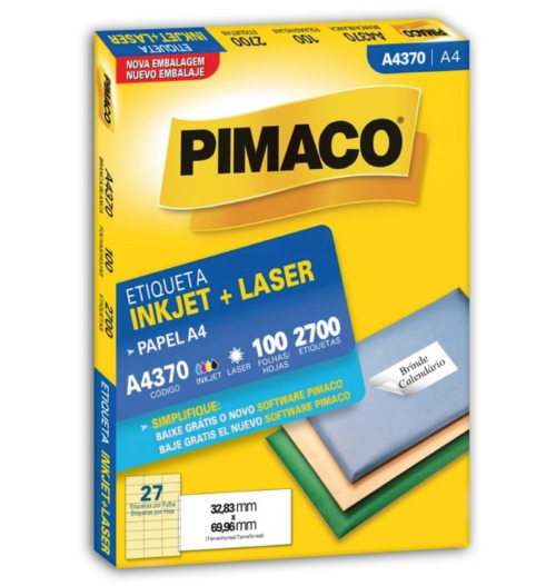 Etiqueta Inkjet Laser A4 A4370 32,83X69,96mm - Pimaco