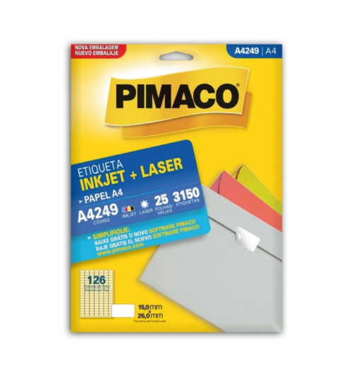 Etiqueta Inkjet Laser A4 A4249 15,0x26,0mm - Pimaco