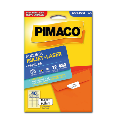 Etiqueta Ink-Jet/Laser 15x34mm A5-Q1534E - Pimaco