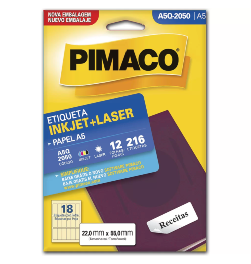 Etiqueta Ink-Jet/Laser 22,0x55,0 A5Q-2050 - Pimaco