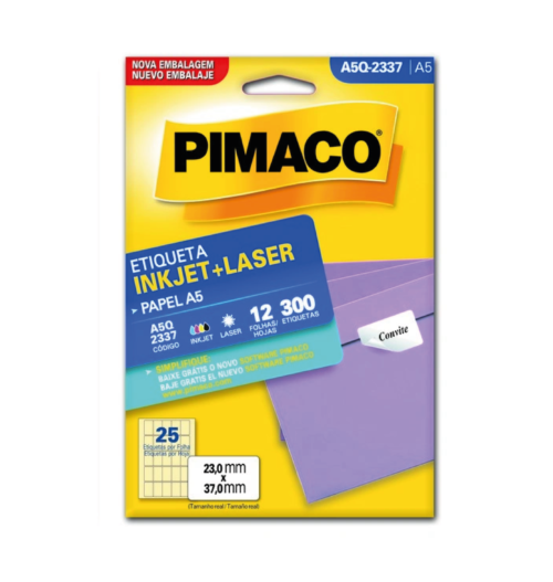 Etiquetas Inkjet Laser A5 A5Q-2337 23,0x37,0mm - Pimaco