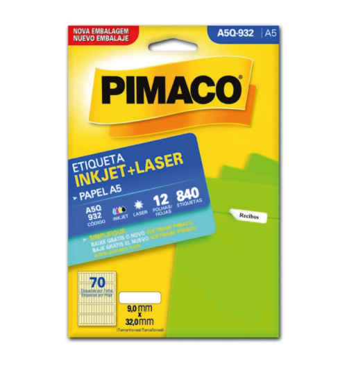 Etiqueta Inkjet Laser A5 A5Q-932 9,0x32,0mm - Pimaco