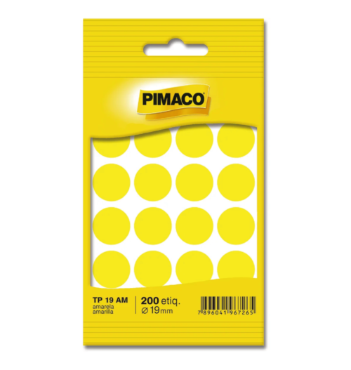 Etiqueta Multiuso 19mm Amarela TP19AM - Pimaco