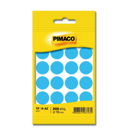 Etiqueta Multiuso TP Azul Ø19mm TP19AZ - Pimaco