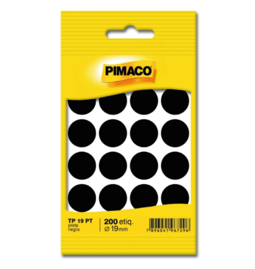 Etiqueta Multiuso TP Preta Ø19mm - Pimaco
