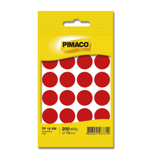 Etiqueta Multiuso 19mm Vermelha TP19VM - Pimaco
