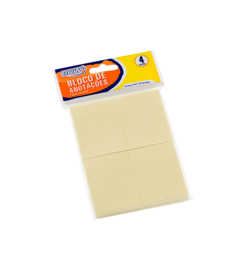 Bloco Smart Notes 38x51mm Amarelo Pastel 100 Folhas 4 Blocos - BRW