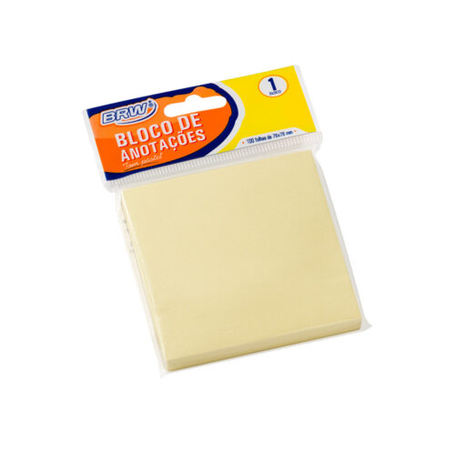 Bloco Smart Notes 76x76mm Amarelo Pastel 100 folhas - BRW
