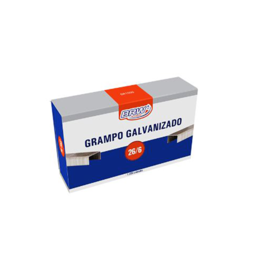 Grampo Galvanizado 26/6 1.000 unid. - BRW