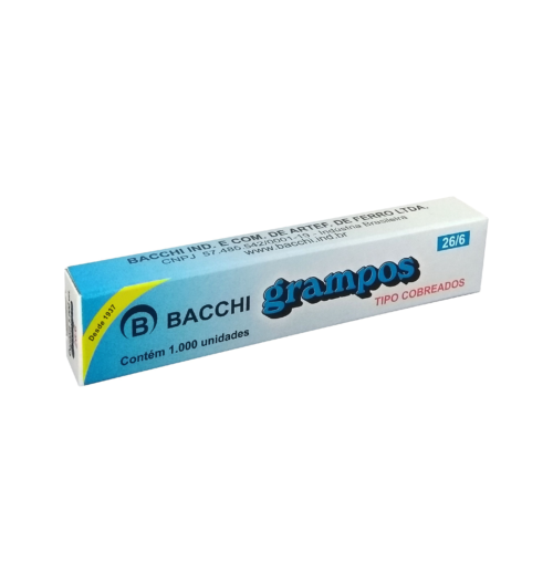Grampo 26/6 Cobreado com 1000 unid. - Bacchi