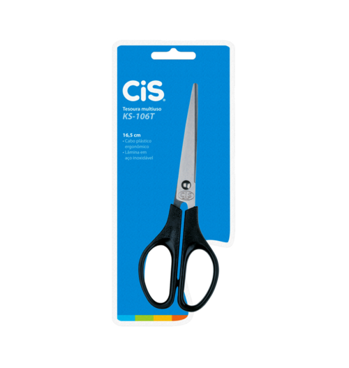 Tesoura Multiuso com Cabo Plástico KS-106T Preta - Cis