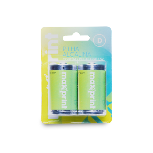 Pilha Alcalina Grande D com 2 unid. - Maxprint
