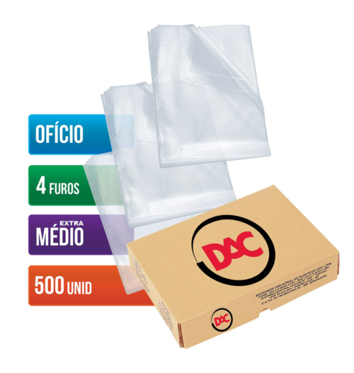 Envelope Plástico Ofício Espessura Extra Médio 4 Furos 500 unid. - DAC